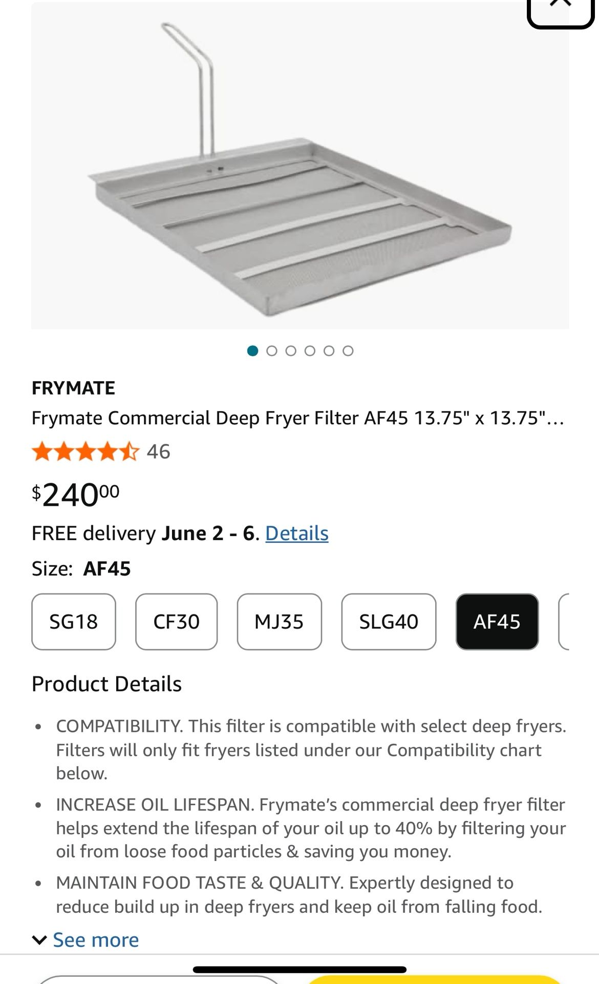 FRYMATE COMMERCIAL DEEP FRYER FILTER