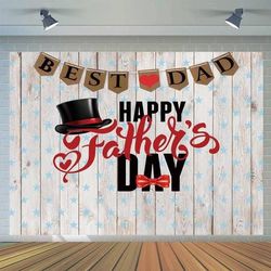 NEW 8 ft x 6 ft Father's Day Backdrop Retro Wood Party Supplies Decorations Banner Photo