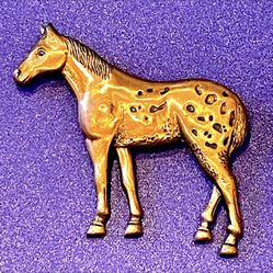 Vintage Copper Stallion Brooch  circa 1960