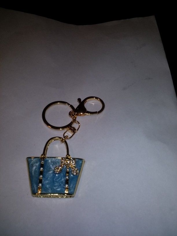 BLUE MARBLE PURSE KEYCHAIN