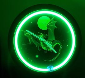 Neon clock red dragon