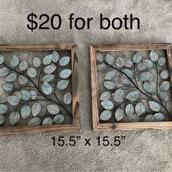 Leaf Wall Art Decor - $20 For Both
