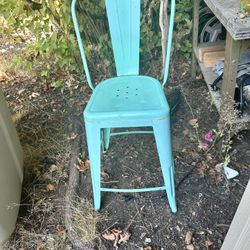 Mint colored barstool all metal