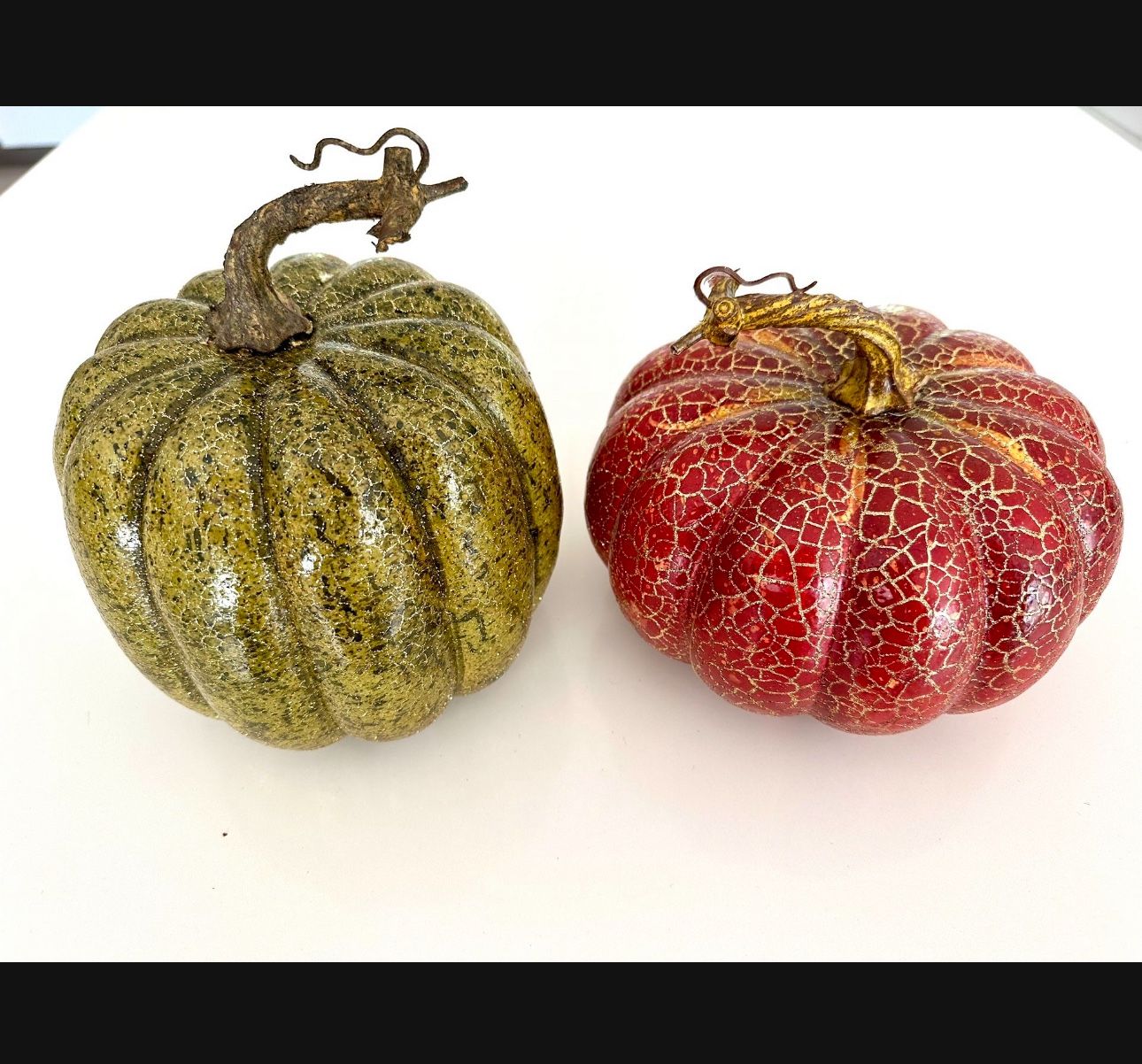 Set Of 2 Glitter Pumpkins - Price For Both 