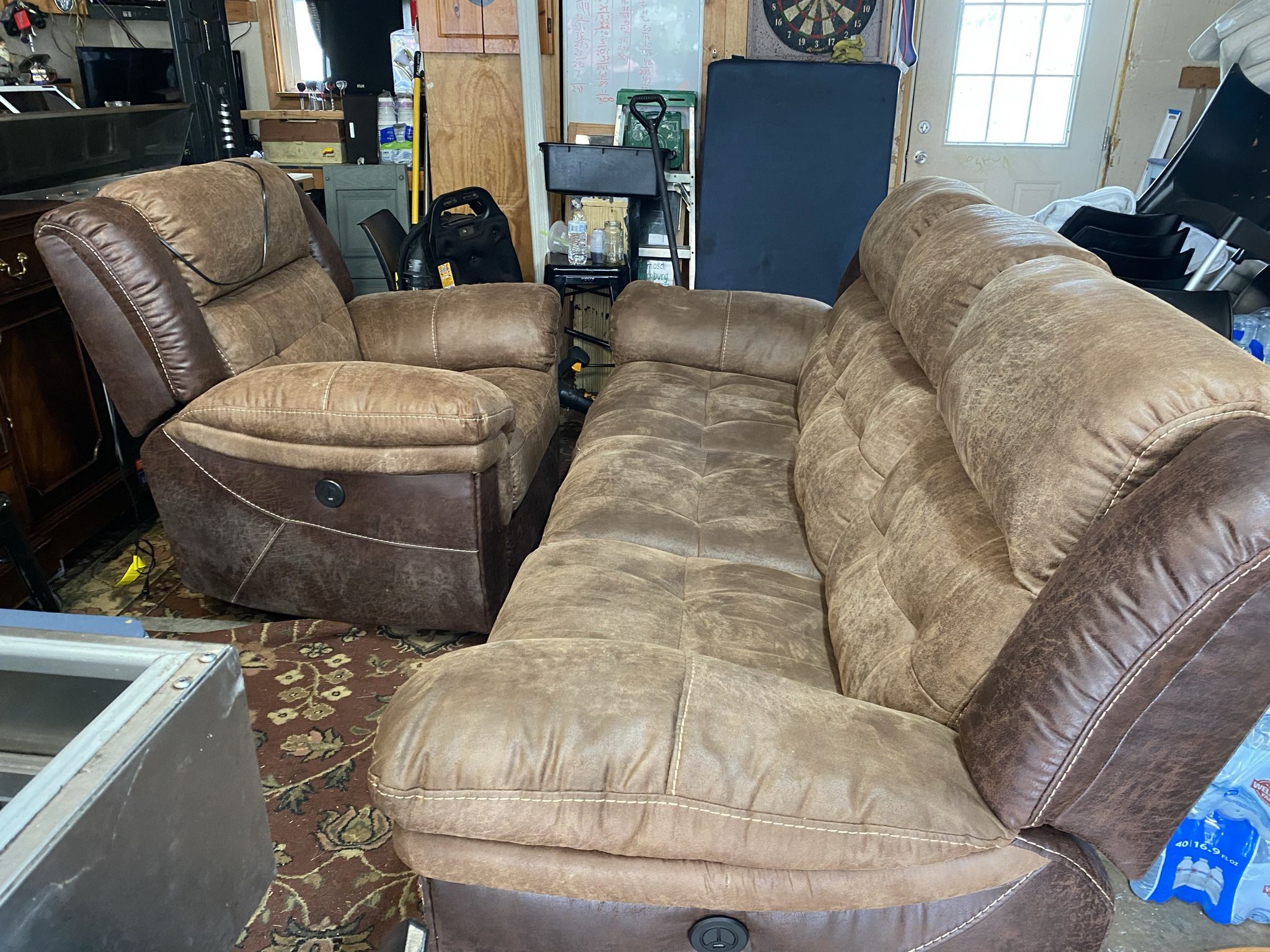 Reclining leather couch And Reclining Chair  