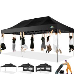COBIZI 10x20 Heavy Duty Pop up Canopy Tent with 6 sidewalls Easy Up Commercial Outdoor Wedding Party Tents for Parties All Season Wind & Waterproof Ga