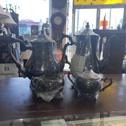 ANTIQUE MW ROGERS 800 SILVER PLATED TEA & COFFEE SET 5pcs LS Co