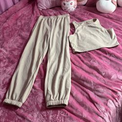 Beige Lounge Set – Tank Top & Joggers (Size M