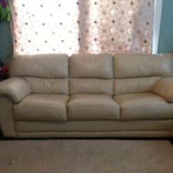 Cream leather couch- $120 obo.