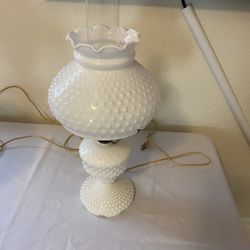 Hobnail Milk Glass Lamp 