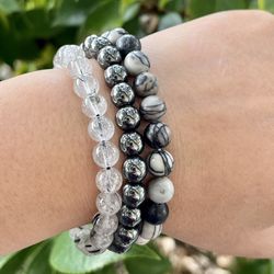8mm Hematite, tourmaline, jasper Bracelet Set