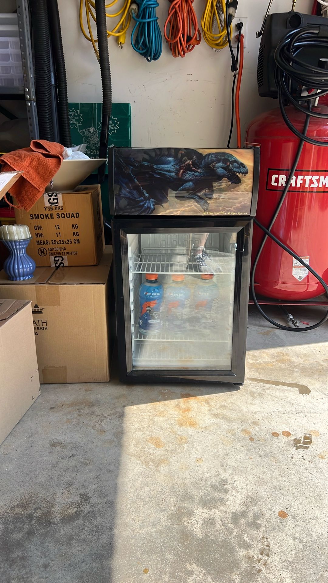 Portable refrigerator, dorm room.