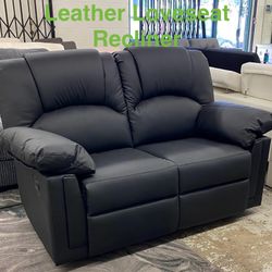 New Black Leather Recliner Loveseat (Finance and Delivery)