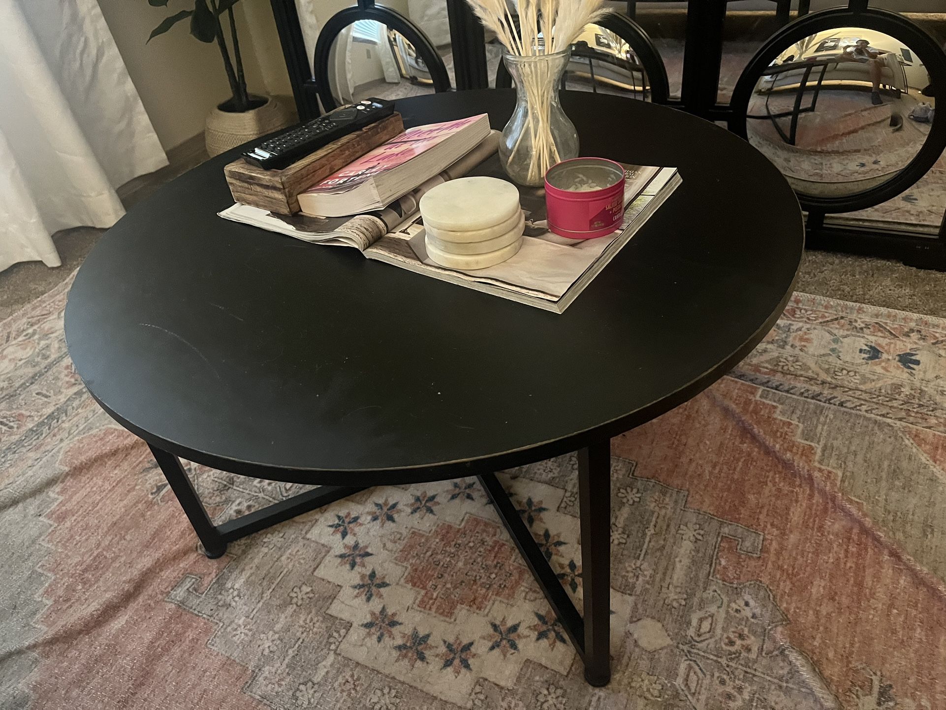 Round Black Coffee Table