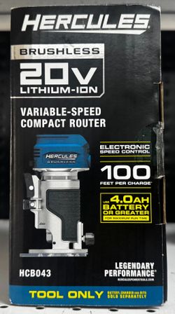 New Hercules Brushless Cordless Compact Router 20V Tool Only HCB043