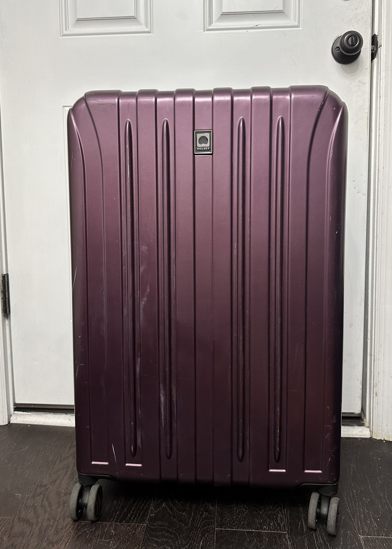 Delsey Large Purple Checked Luggage