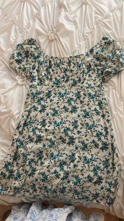 Turquoise, green, mini floral dress