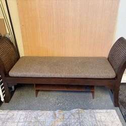 Bench - wicker and wood