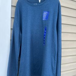 NWT! Apt 9 full-sleeve, blue teal cotton-blend, premium flex Large Men’s T-shirt
