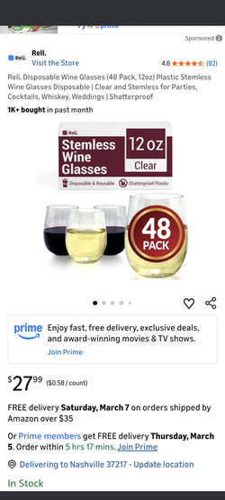 48 Reli Seamless Wine Glasses 12oz NEW
