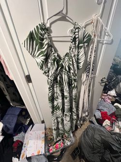 Hutch green and white tropical print maxi dress