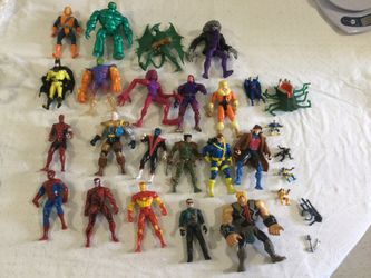 Lot Marvel , 1 Mattel And 1 Jurassic Park Toys From 90’s , 26 Figures Total ( Storage 1) 