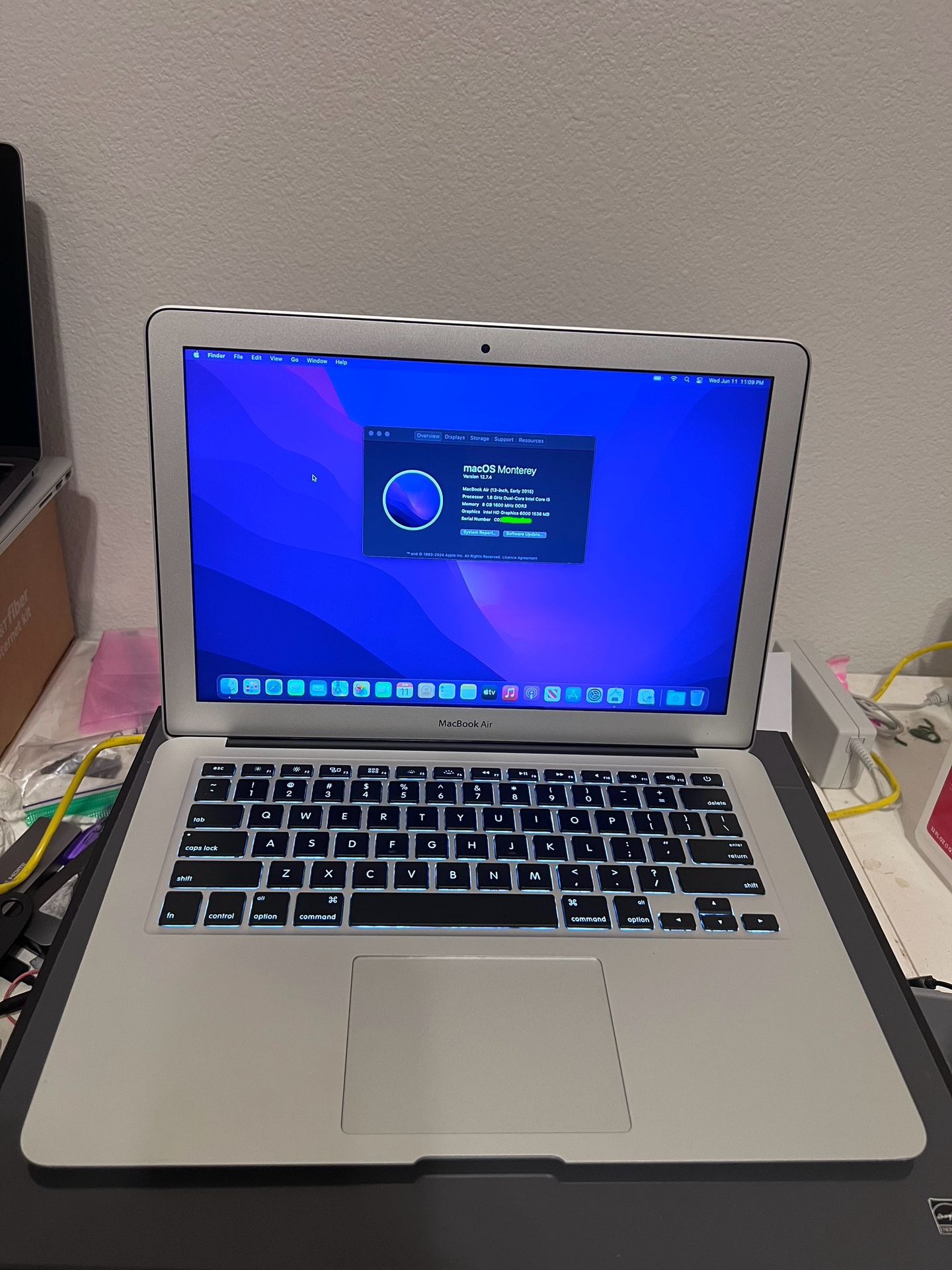 Apple MacBook Air A1466 13” EMC 2925, 2015 1.6GHz 8/128GB Monterey