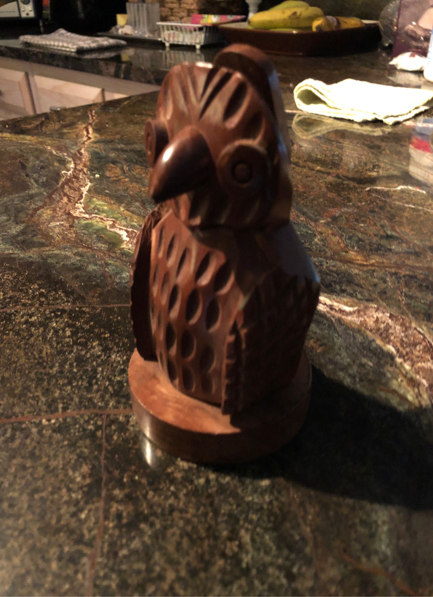 Owl carved wood