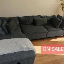 Modular Sectional Couch Sofa With Ottoman Grey