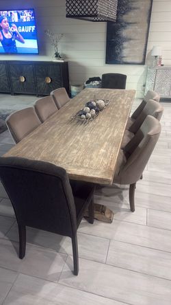 Potato barn Rustic Wood Dining Table with 8 Chairs