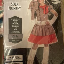 New Halloween Costume- Sock Monkey Child 4-6 $12 