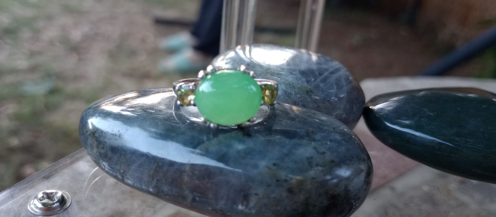 Sterling Silver Green 💚 Jade & Peridot Ring