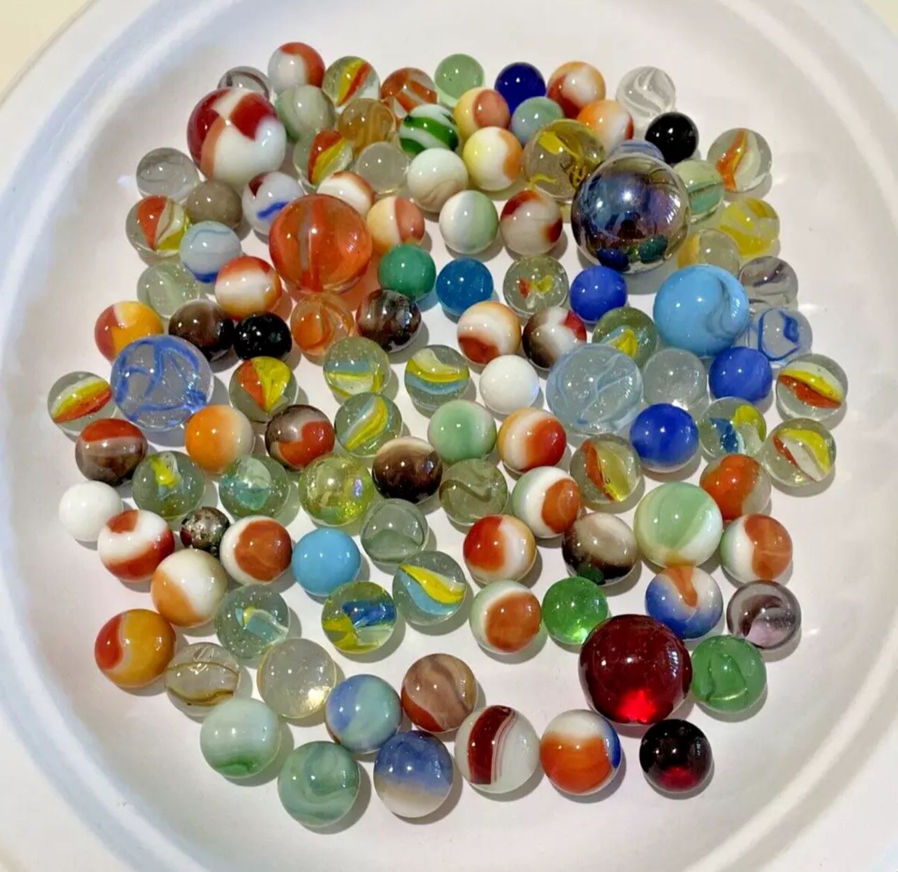 Vintage Mixed Lot Glass Toy Marbles More Than 100 Units 1.44 lb