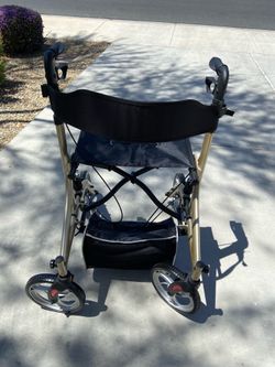 Champagne-Colored, Foldable Rollator Walker with Seat