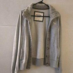 Abercrombie & Fitch Women’s  Light Gray Sherpa-lined Button-up Shweatshirt Sz S