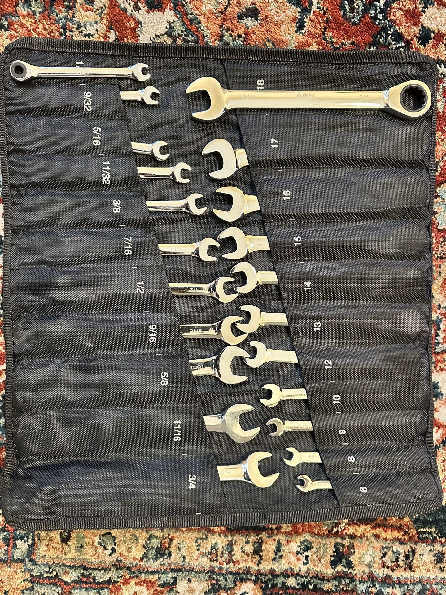 22 Pcs. Ratcheting Open Wrenches
