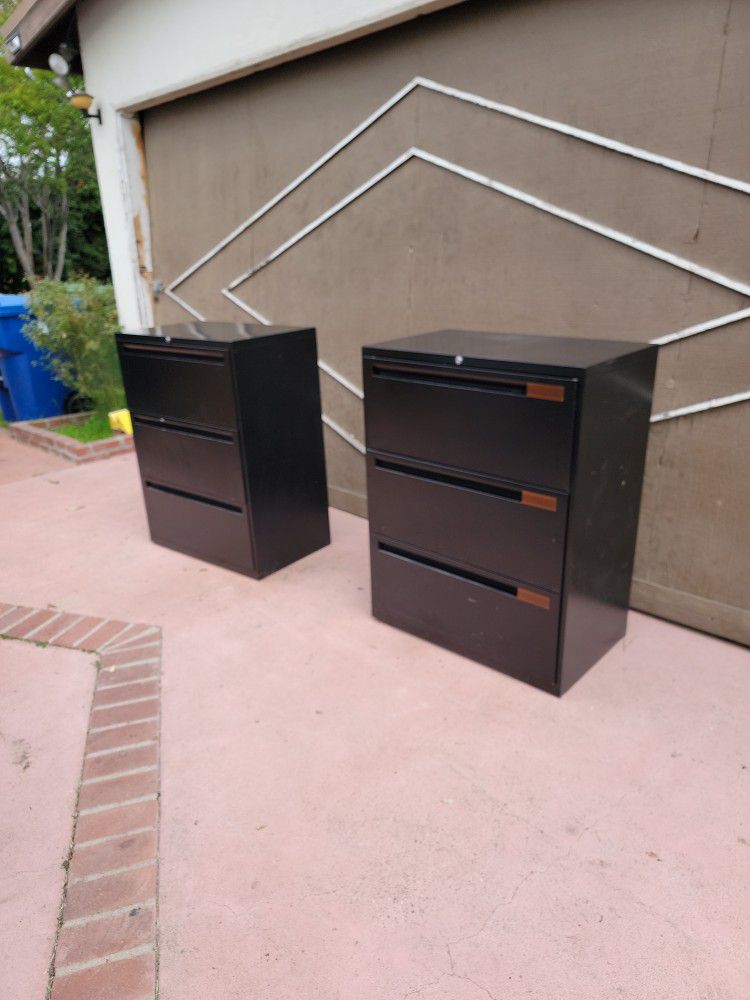 Black Metal 3 Drawer File Cabinets (OBO)
