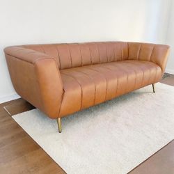 Cognac Top Grain Leather Sofa 87" - Free Delivery 