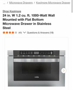 Shop Koolmore 24 in. W 1.2 cu. ft. 1000-Watt Wall Mounted with Flat Bottom Microwave Drawer in Stainless Steel