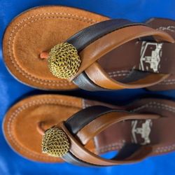 Brand NEW, beautiful Brown Leather Slippers