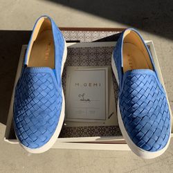 M.Gemi Blue Size 36 Slip-on Real Italian Leathet