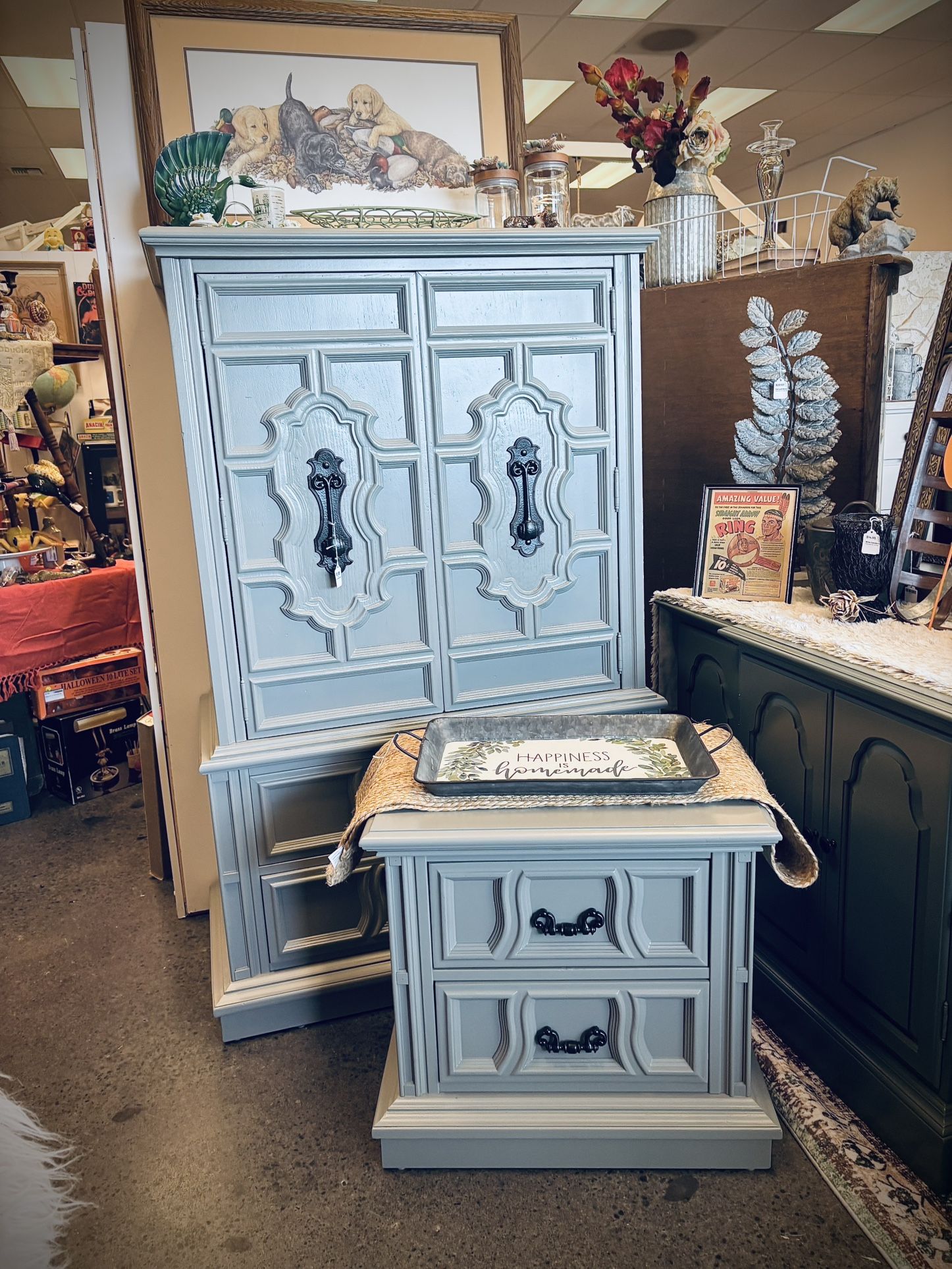 Refinished Matching Armoire And Nightstand