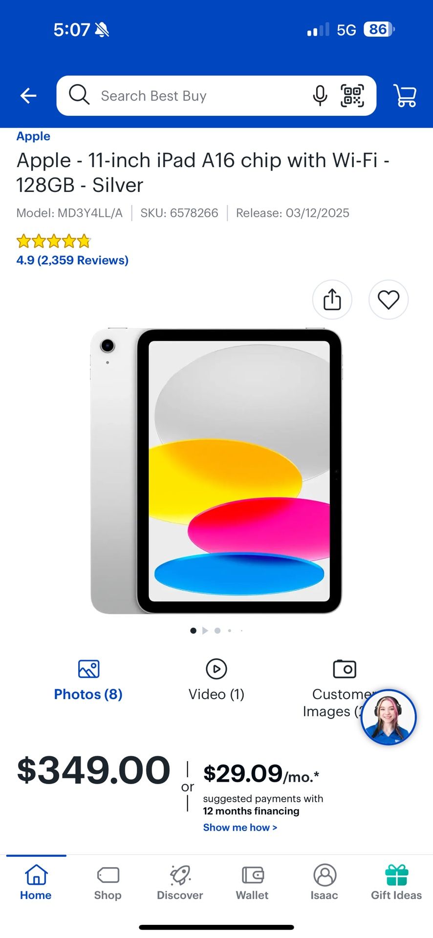 Ipad 11inch A16 Brand New Sealed Silver