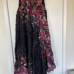 Vintage Floral Swirl Hippie Maxi Visit > Skirt