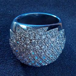 925 Sterling Silver Pave Original Diamonds Ring 