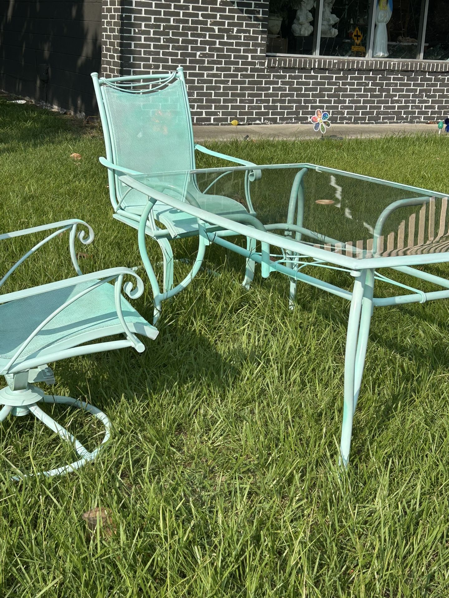 Teal Mist Patio Set With Six Chairs