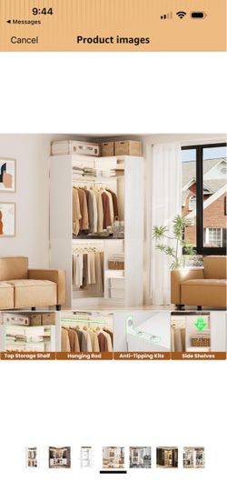 Aheaplus Corner Closet System with Shelves, L Shaped Walk-in Closets, White 34’’ Closet Organizer System with Hanging Rods, Wood, Walk-in Closets for 
