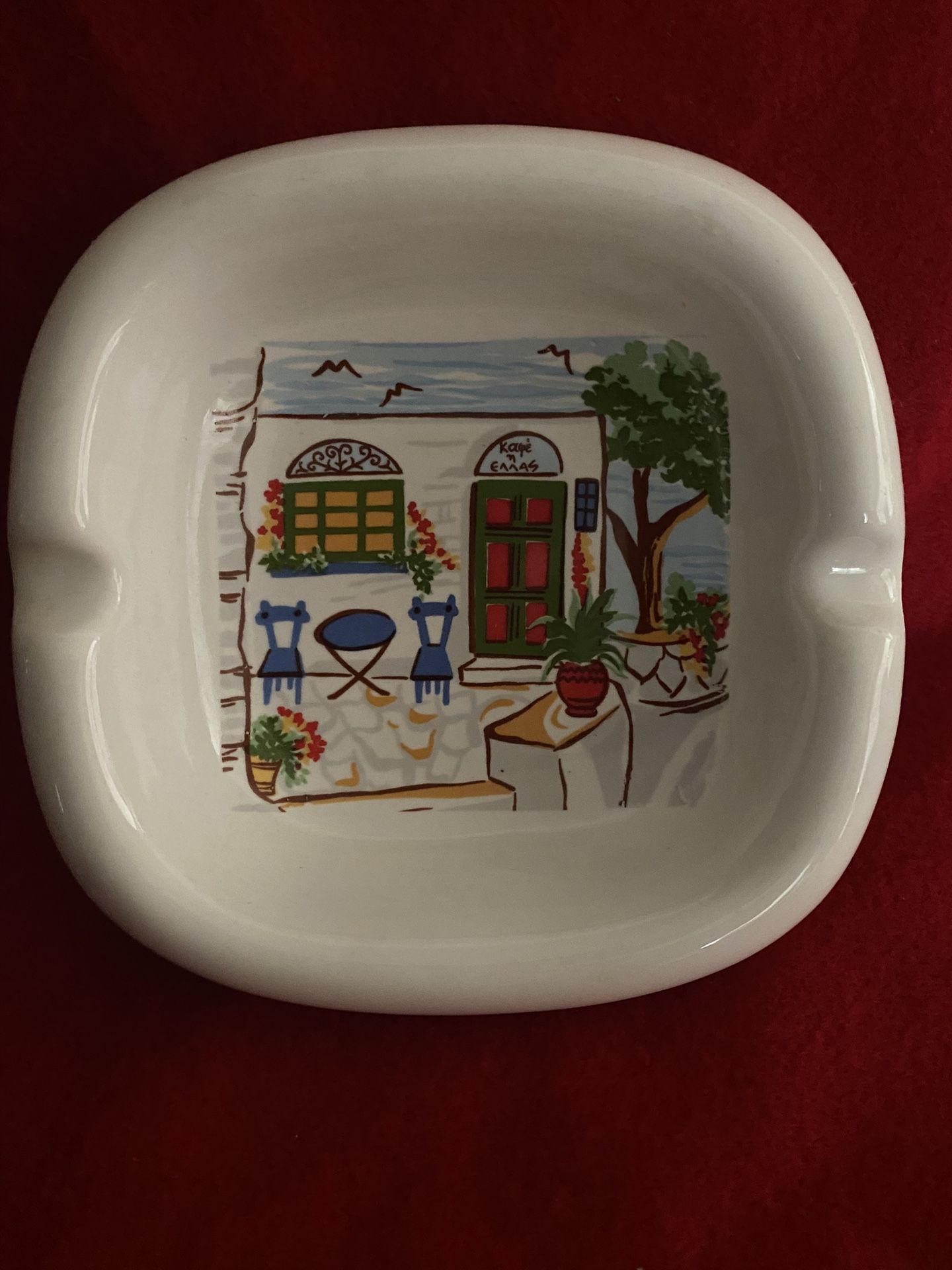 6 Inch Handmade In Greece Ceramic Greek White Pottery Ashtray Imported From Greece