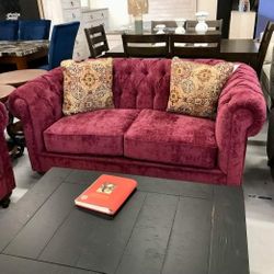 Brooks Red 2 Piece Sofa and Loveseat Set by Alexvale 