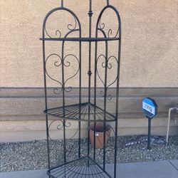 Metal Corner shelf / plant stand ( very sturdy ) : 72”tall* side 19”* side19”